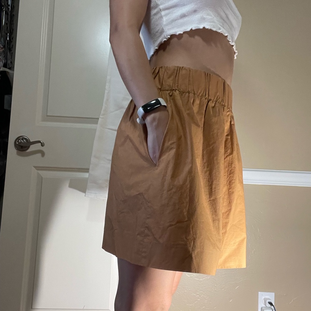 J. Crew Skirt Size 0 Brown Sidewalk Paperbag Elastic Waist with Pockets